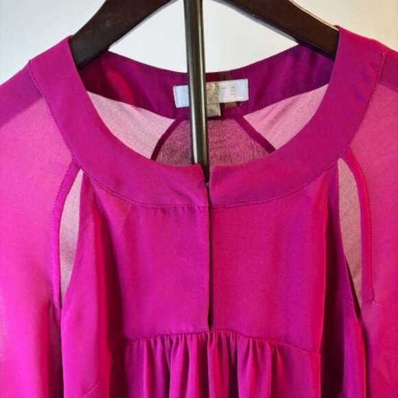 1.STATE Tunic Blouse Size S Lined Long Sleeve Hook and Eye Key Hole Closure - Picture 9 of 9